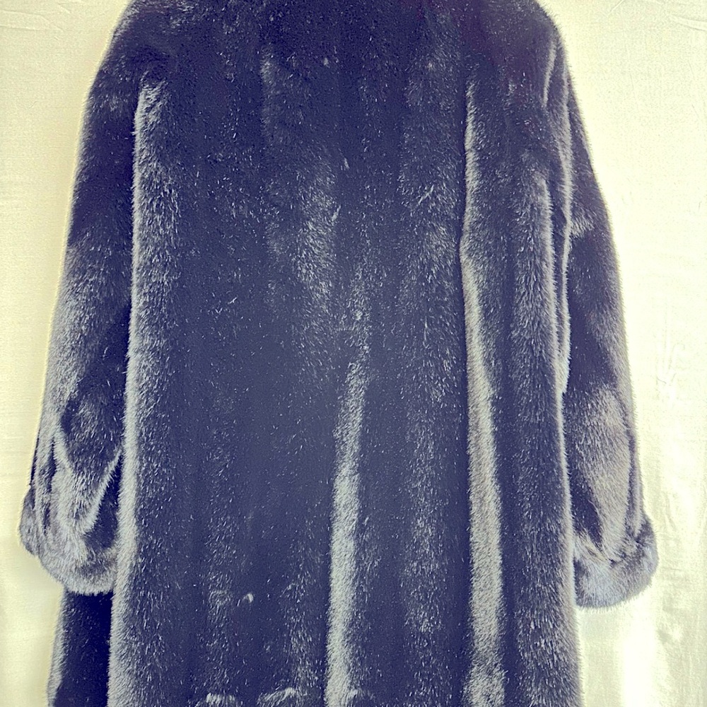 Fur coat color black long